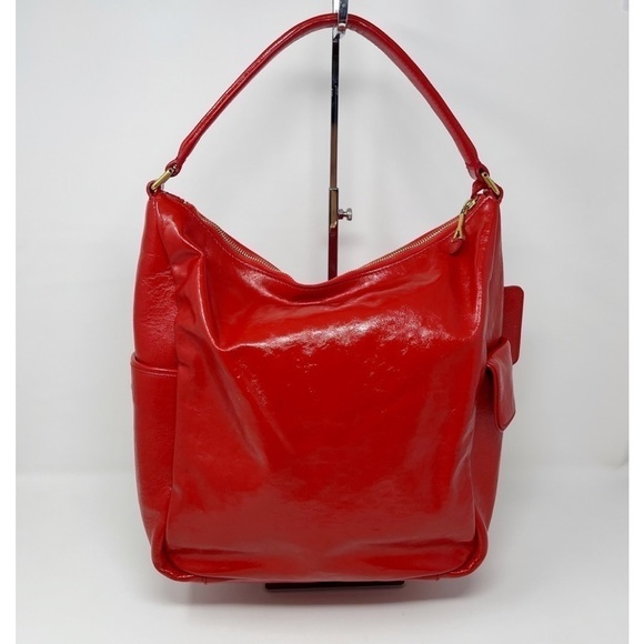 YSL Yves Saint Laurent Multy Large Hobo Bag Red Patent Leather - Picture 2 of 15